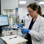 Lab technician preparing hair test sample