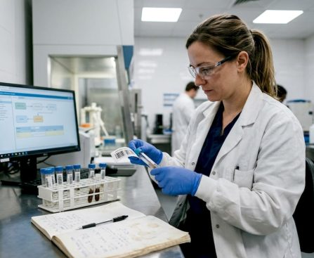 Lab technician preparing hair test sample