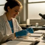 Lab technician labeling hair and urine test samples