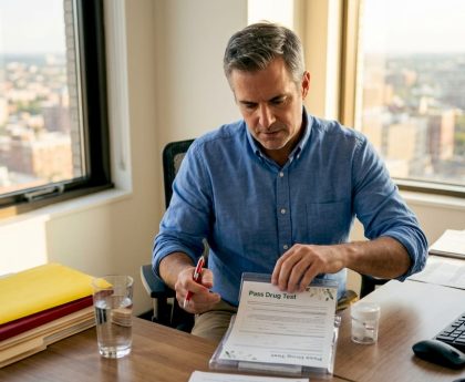 HR specialist prepares hair sample for testing