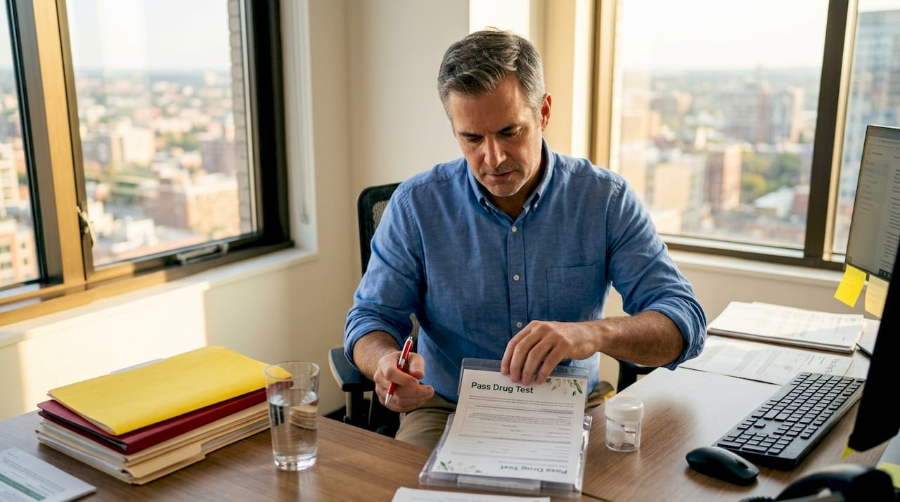 HR specialist prepares hair sample for testing