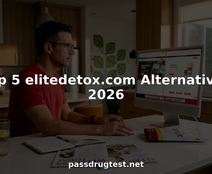Man comparing detox alternatives at home office desk