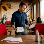 HR manager comparing urine and hair drug tests in office