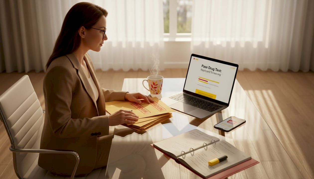 HR manager handling confidential paperwork in office