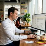 Office worker checking random drug test email