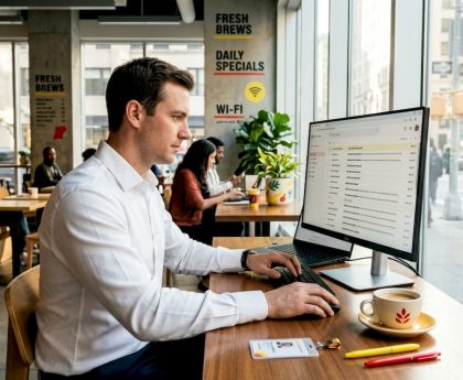 Office worker checking random drug test email