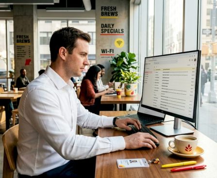Office worker checking random drug test email