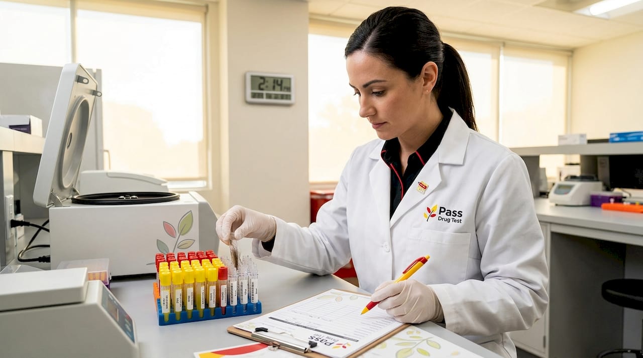 Lab technician handling hair drug test samples