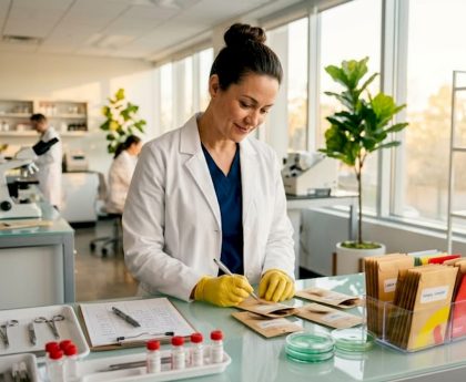 Lab technician labels hair drug test samples