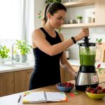 Woman making healthy smoothie for detox