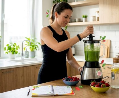 Woman making healthy smoothie for detox