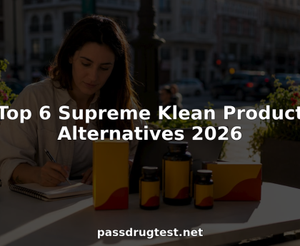 Person reviewing various detox product alternatives on table