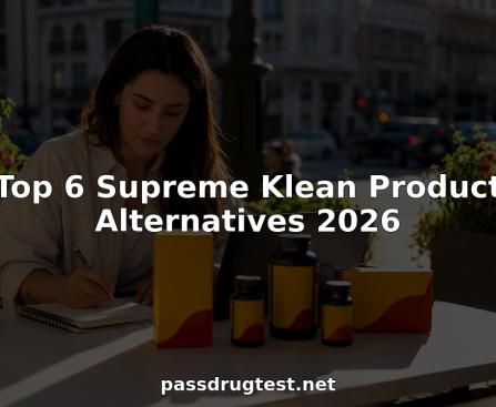 Person reviewing various detox product alternatives on table
