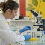 Laboratory technician preparing hair samples for drug testing