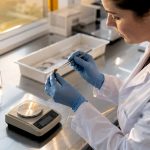 Lab technician preparing hair drug test sample