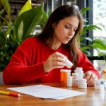 Person organizing medications before hair drug test