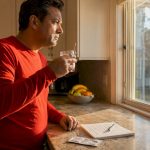 Man contemplating drug test warning signs at home
