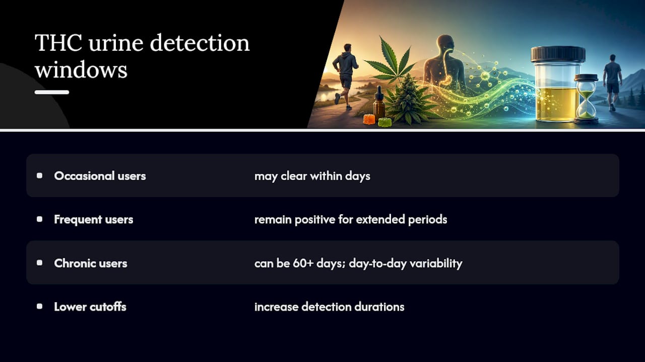 THC detection windows by usage type