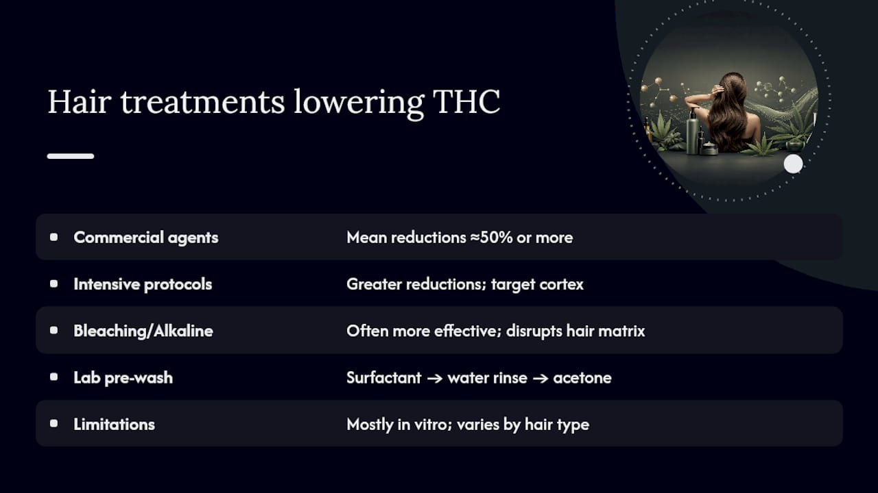 What peer-reviewed studies say about hair treatments that lower THC levels — overview diagram