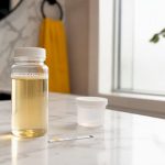 Synthetic urine kit bottle and thermometer strip