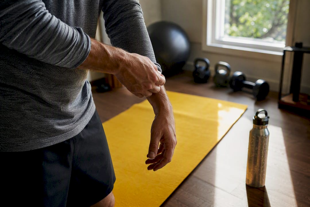 Hands tying running shoes before exercise