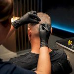 Shaved head during hair test collection