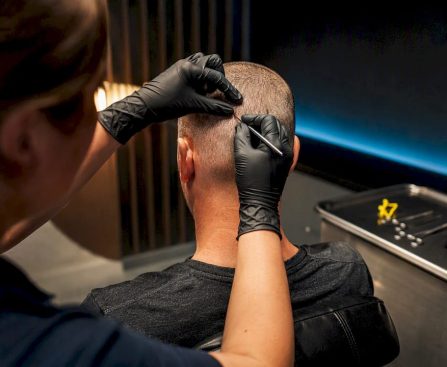Shaved head during hair test collection