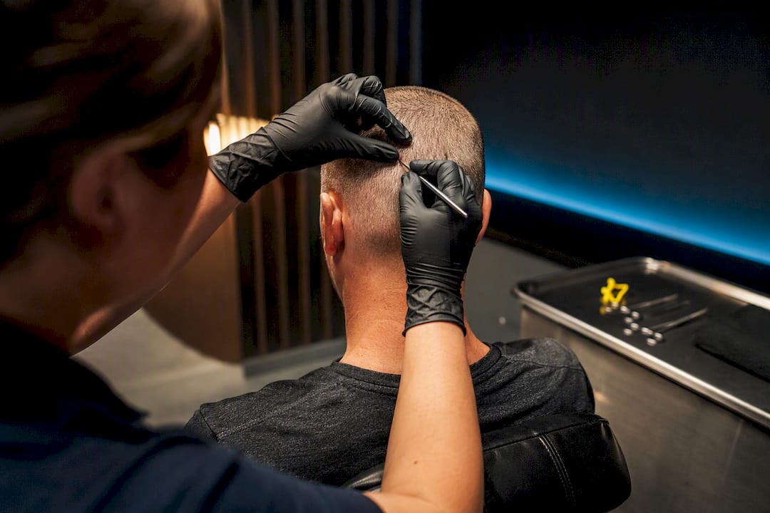 Shaved head during hair test collection