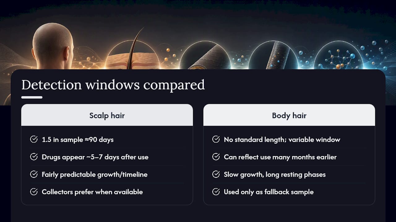 Scalp and body hair detection window comparison