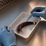 Hair sample prepared for laboratory drug testing