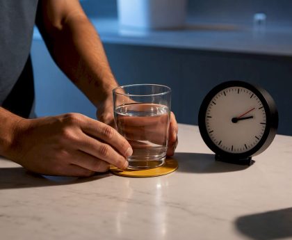 Water glass and clock for test-day timing
