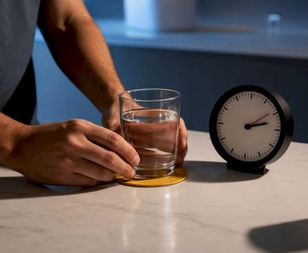 Water glass and clock for test-day timing