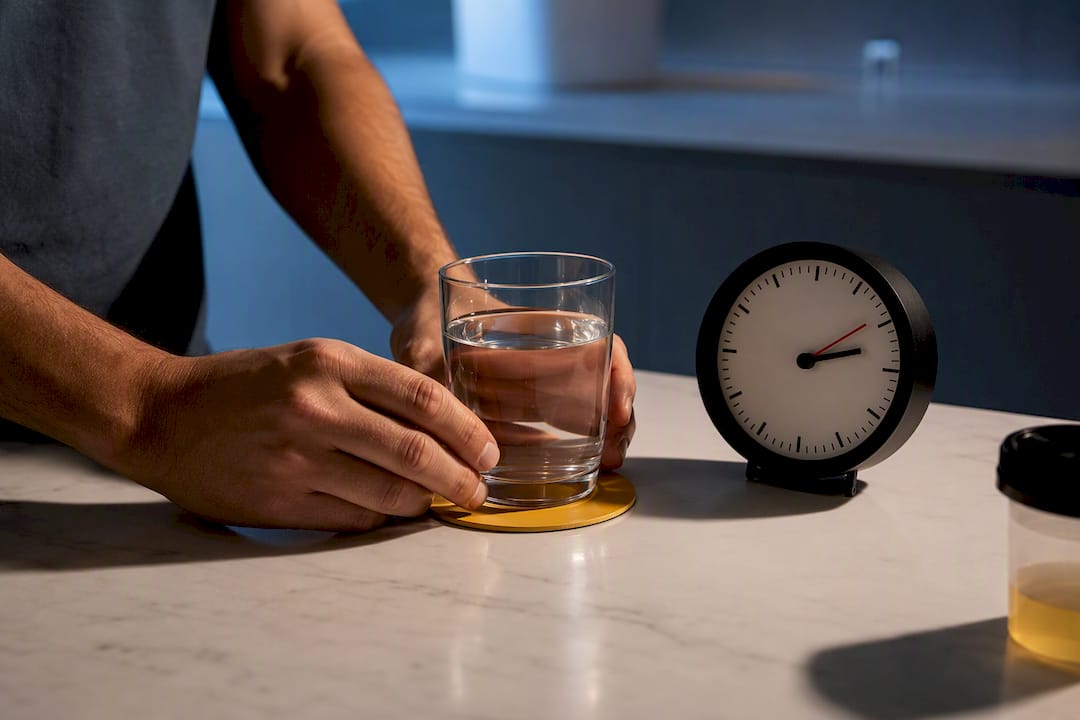 Water glass and clock for test-day timing