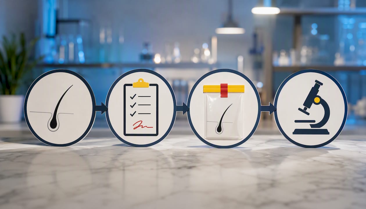 Illustrated chain of custody specimen process