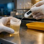 Hands checking specimen temperature