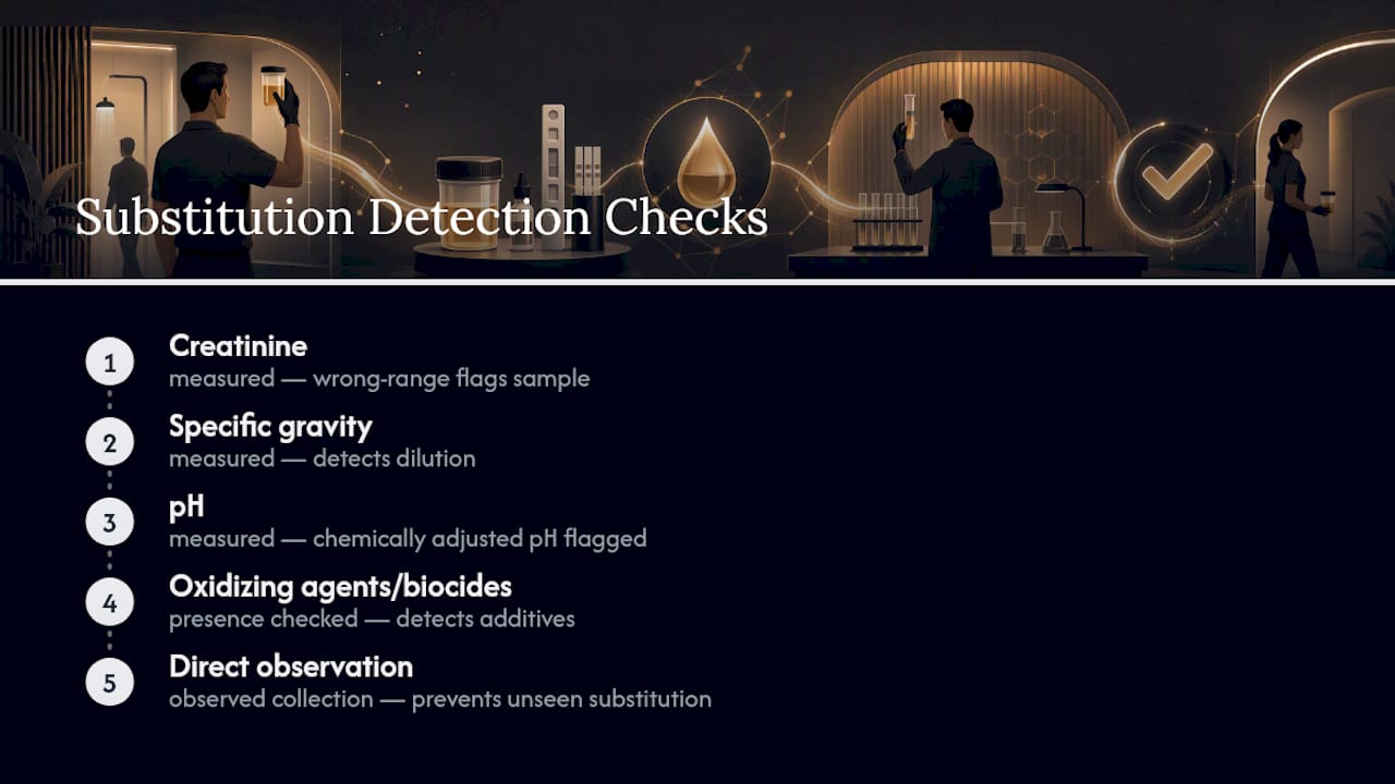 Five specimen validity testing checks