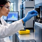 Toxicology analyst loading LC-MS/MS sample