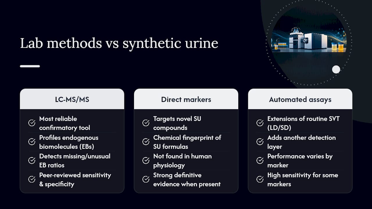 Which Lab Methods Actually Identify Fake Urine? — overview diagram