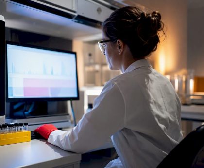 Analyst reviewing hair test laboratory results