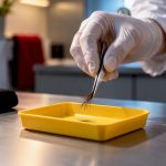 Technician collecting a beard hair sample