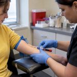 Blood sample collected during a clinic test