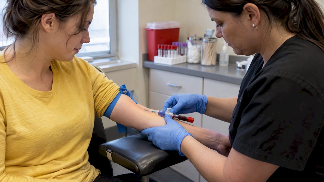 Blood sample collected during a clinic test