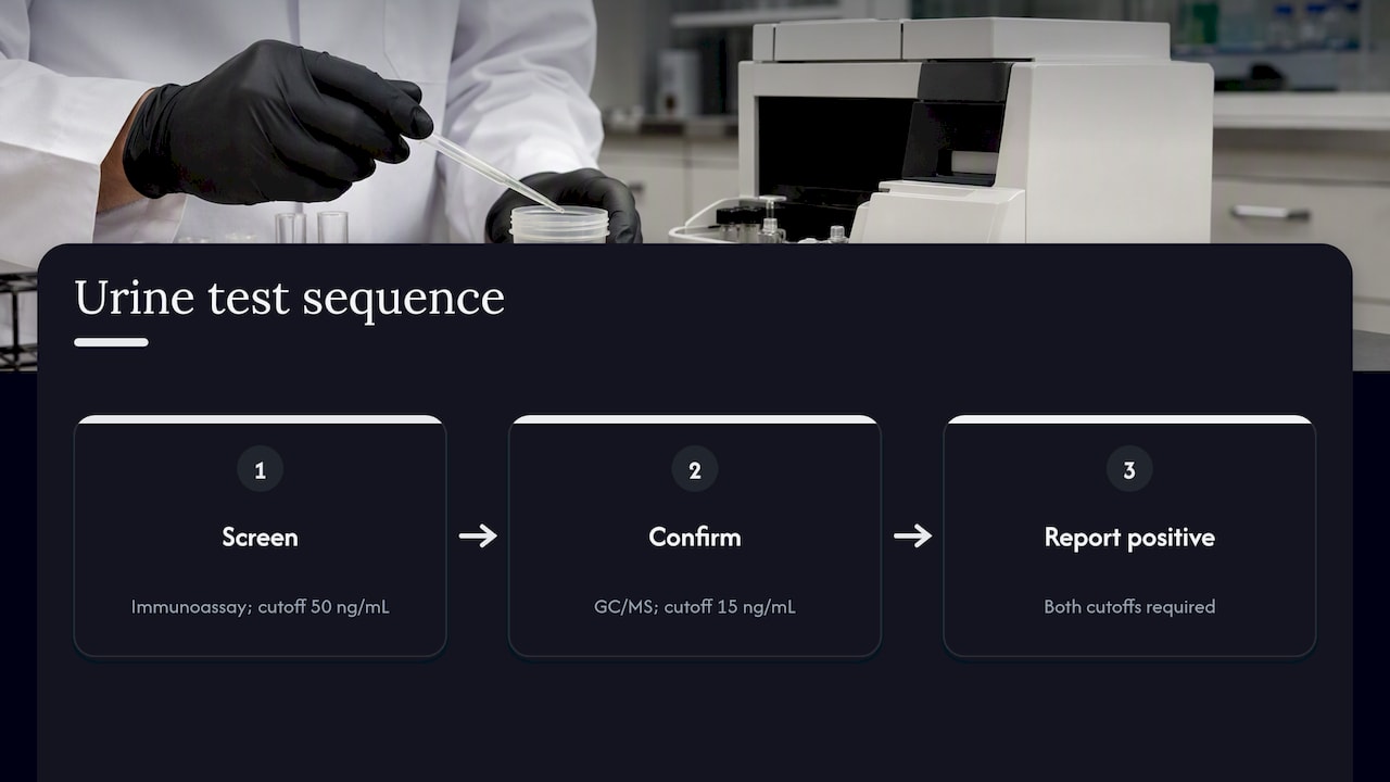 Two-stage urine test with federal cutoffs