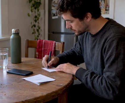 Person noting detox kit timing at home