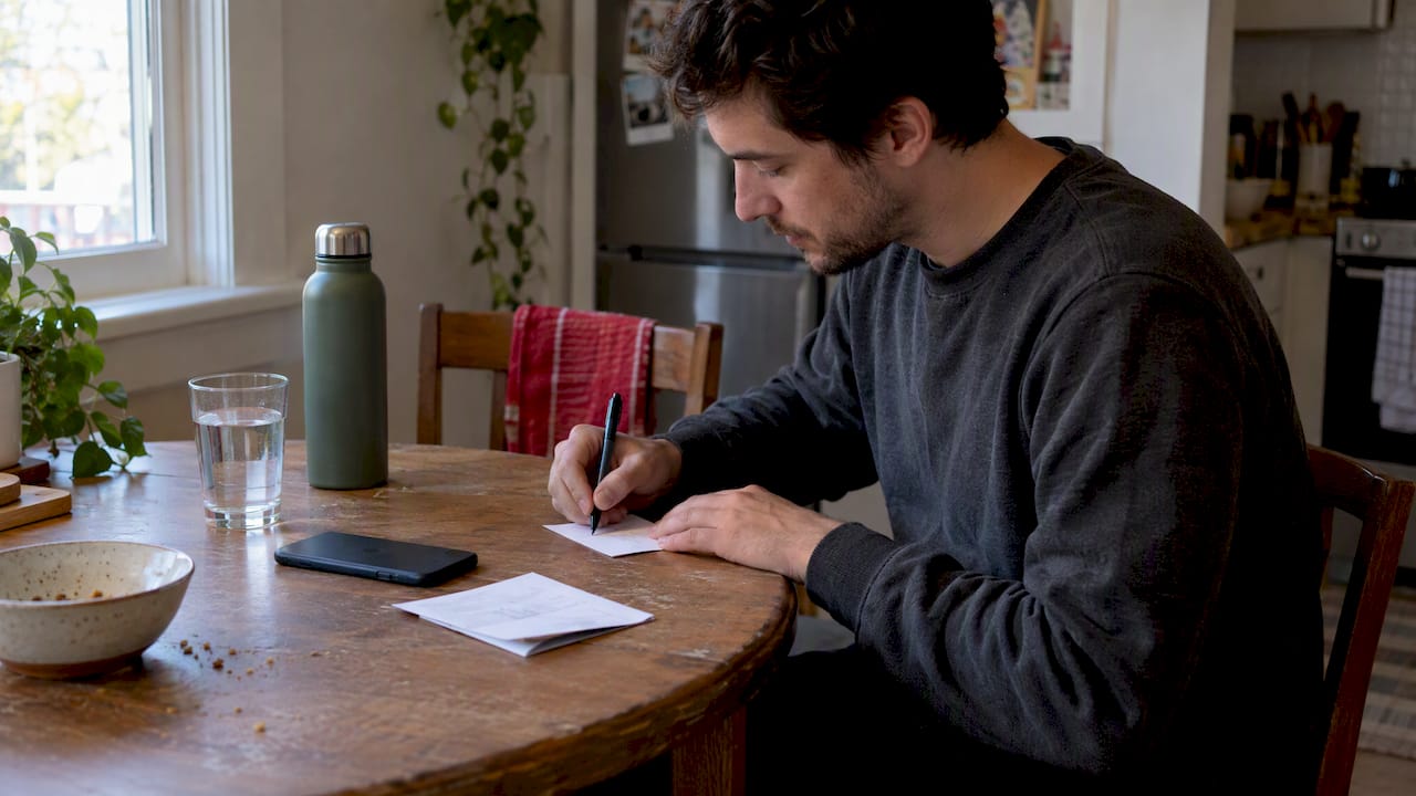 Person noting detox kit timing at home