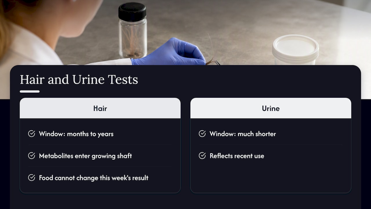 Urine and hair testing windows compared