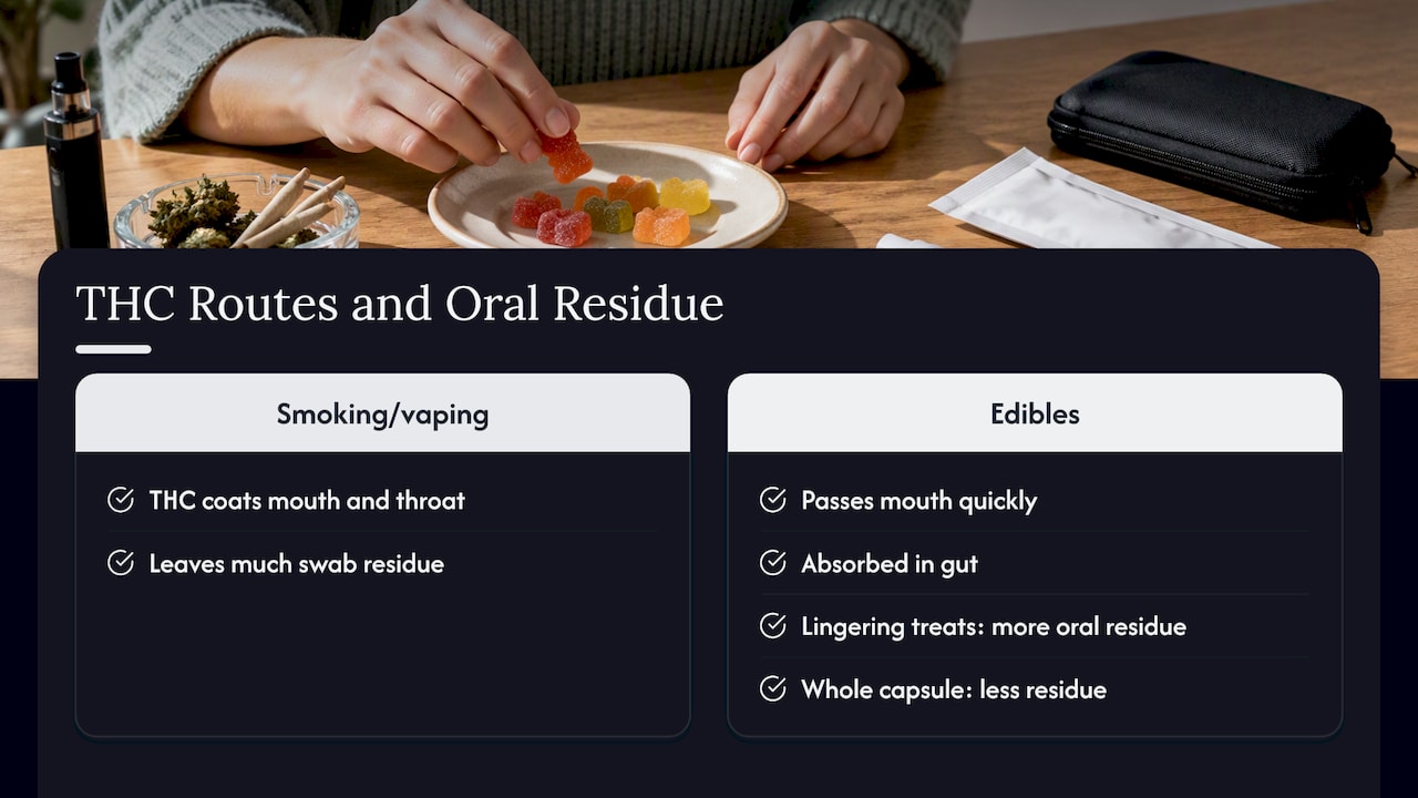How edible and inhaled THC reach oral fluid