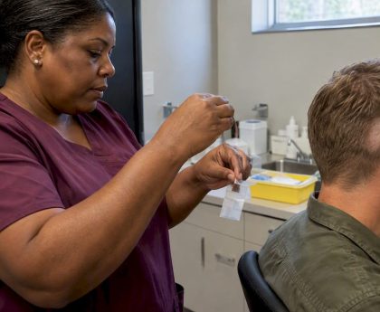 Technician bags a scalp hair sample